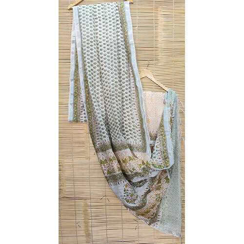 Block printed linen sarees