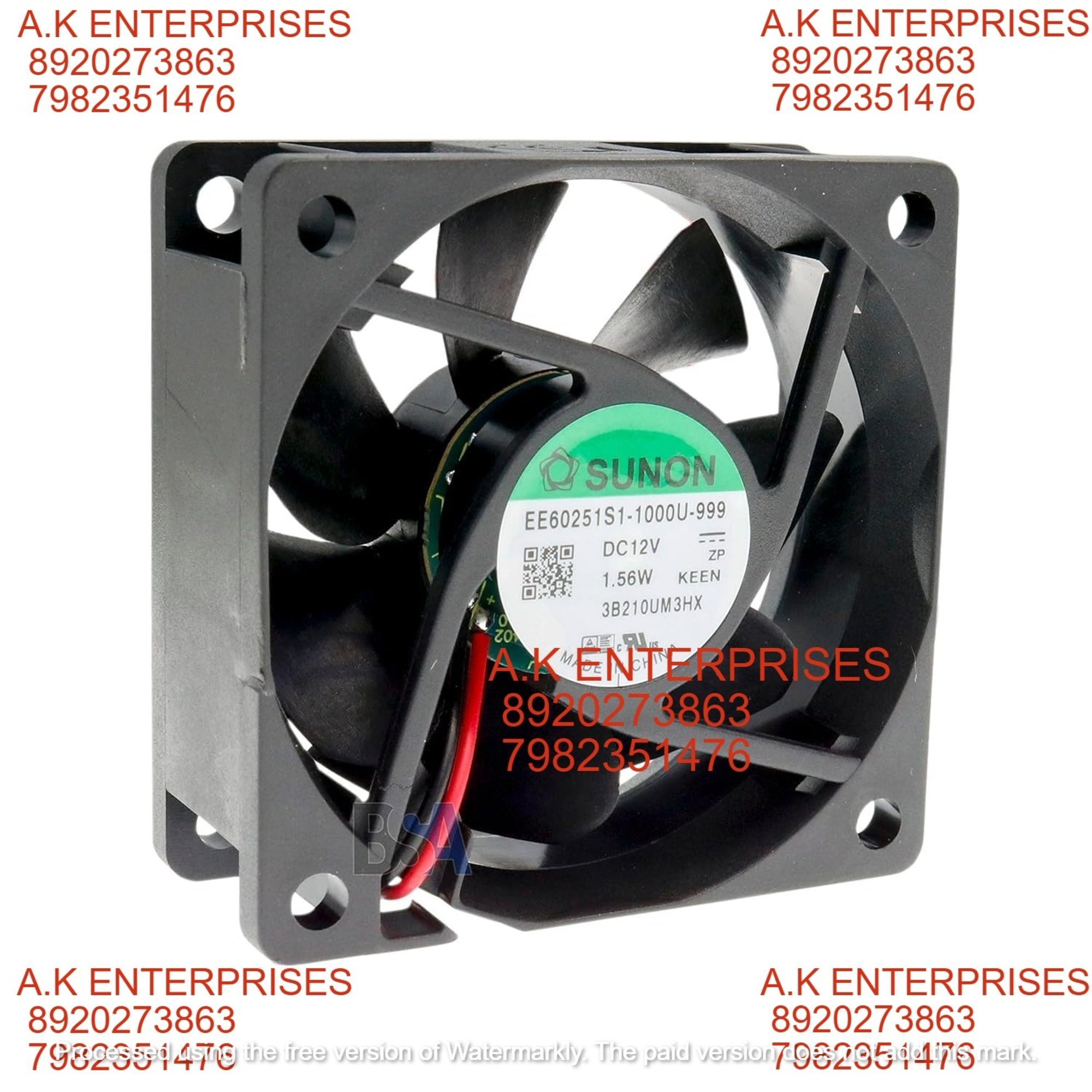 SUNON EE60251S1-10000-999 Axial Fan 12V-1.56W DC Brushless Air Cooling Fan 4500 RPM 60 * 60 * 25mm 2Wire