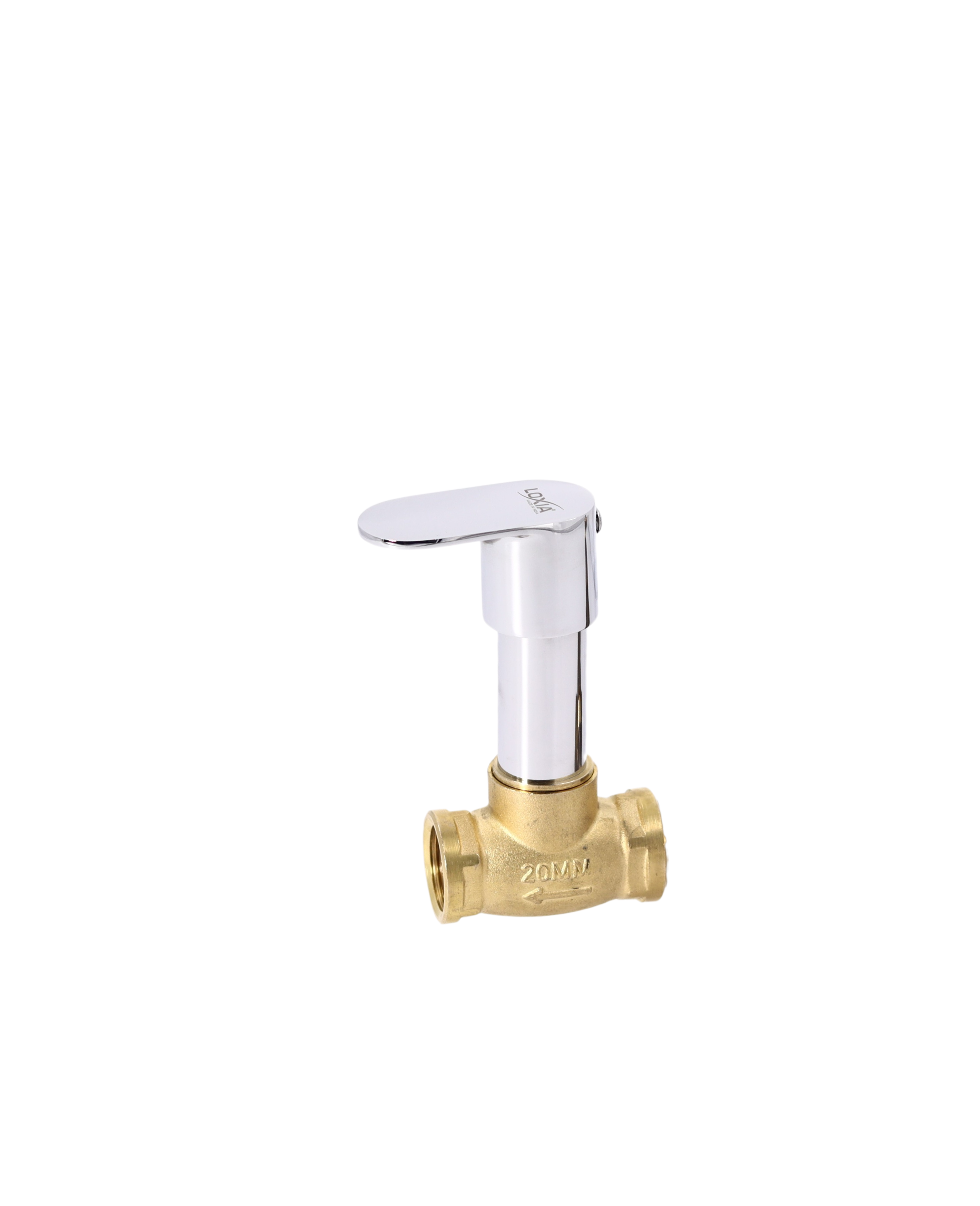 Loxia Opel 20 Mm Concealed Stop Cock - Brass, Chrome Plated, Quarter Turn Ceramic Disc, Wall Mounted
