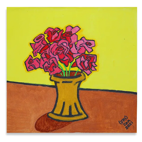 Flower Pot Art Work Painting - Frame Color: Different Available