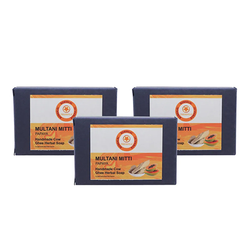 Multani Mitti Papaya Handmade Cow Ghee Herbal Soap Pack Of 3