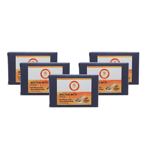 Multani Mitti Papaya Handmade Cow Ghee Herbal Soap Pack Of 5