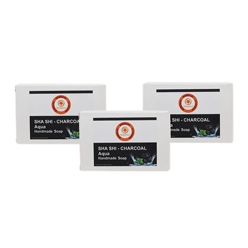 100 जीएम शा शि चारकोल एक्वा हैंडमेड साबुन पैक ऑफ 3
