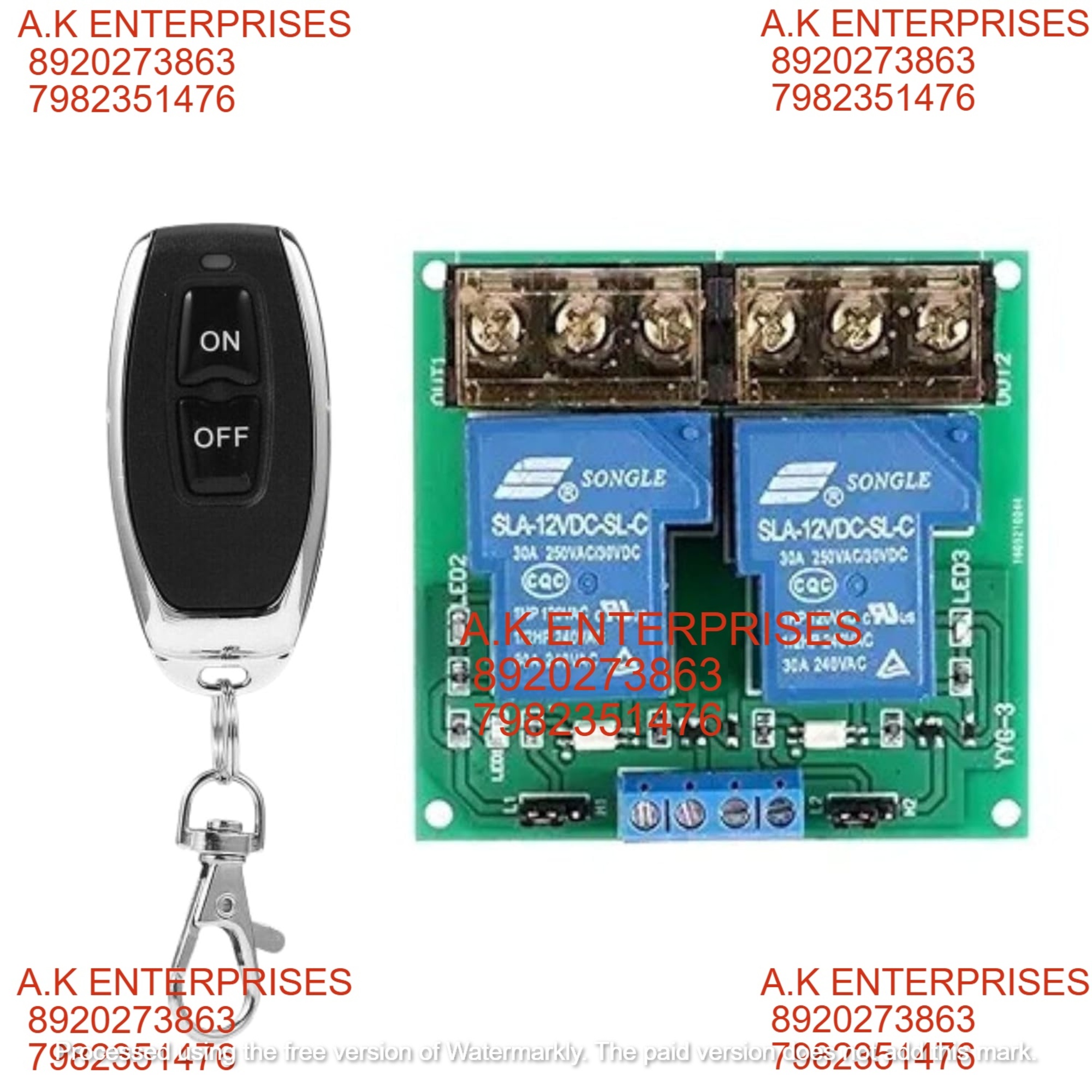 DC 12V-30A Rf Wireless Remote Control System For Ground Wire Receiver Transmitter 433 Mhz (Black Remote, 2 Channel)