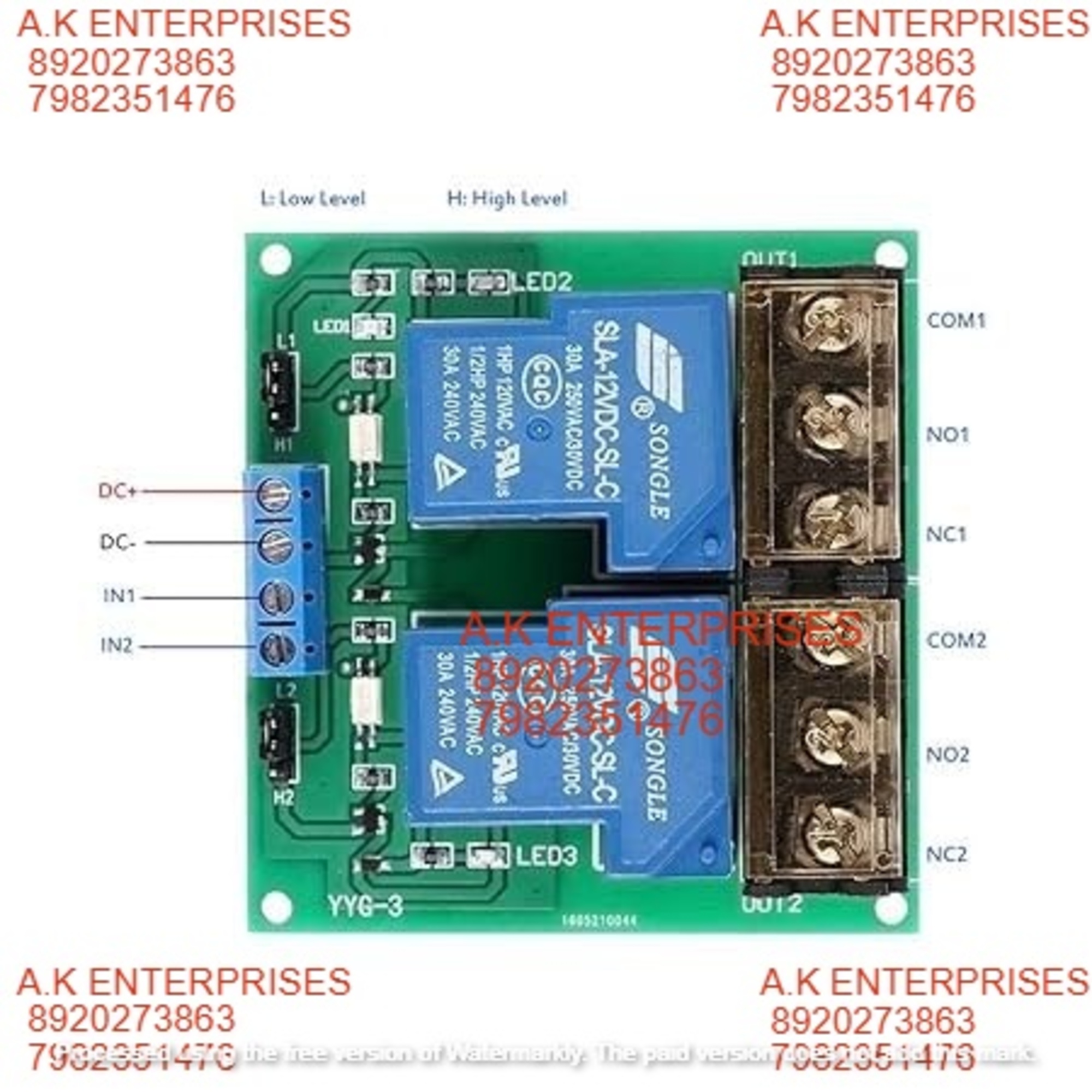 DC 12V-30A Rf Wireless Remote Control System For Ground Wire Receiver Transmitter 433 Mhz (Black Remote, 2 Channel)