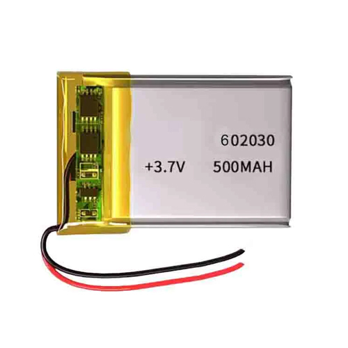 602030 3.7V, 500Mah Rechargeable Lithium Polymer Battery - Battery Capacity: 81 A   100Ah