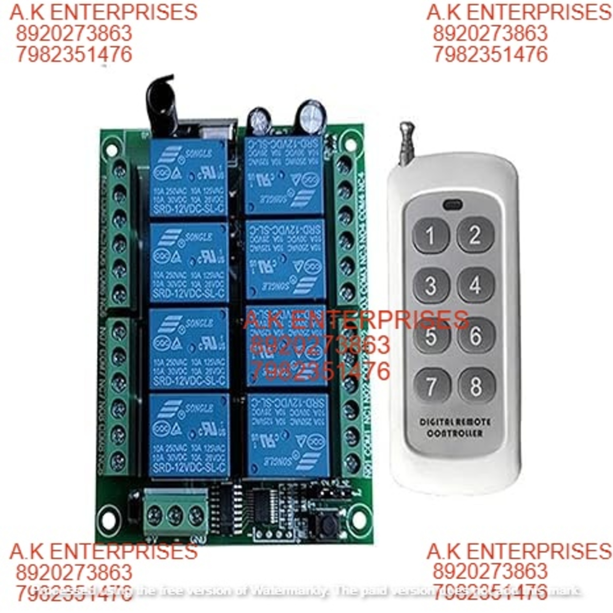 Dc 12v 8ch Rf Wireless Remote Control System For Ground Wire Receiver Transmitter 8ch Relay 433 Mhz Multicolor - Color: Multi Colour