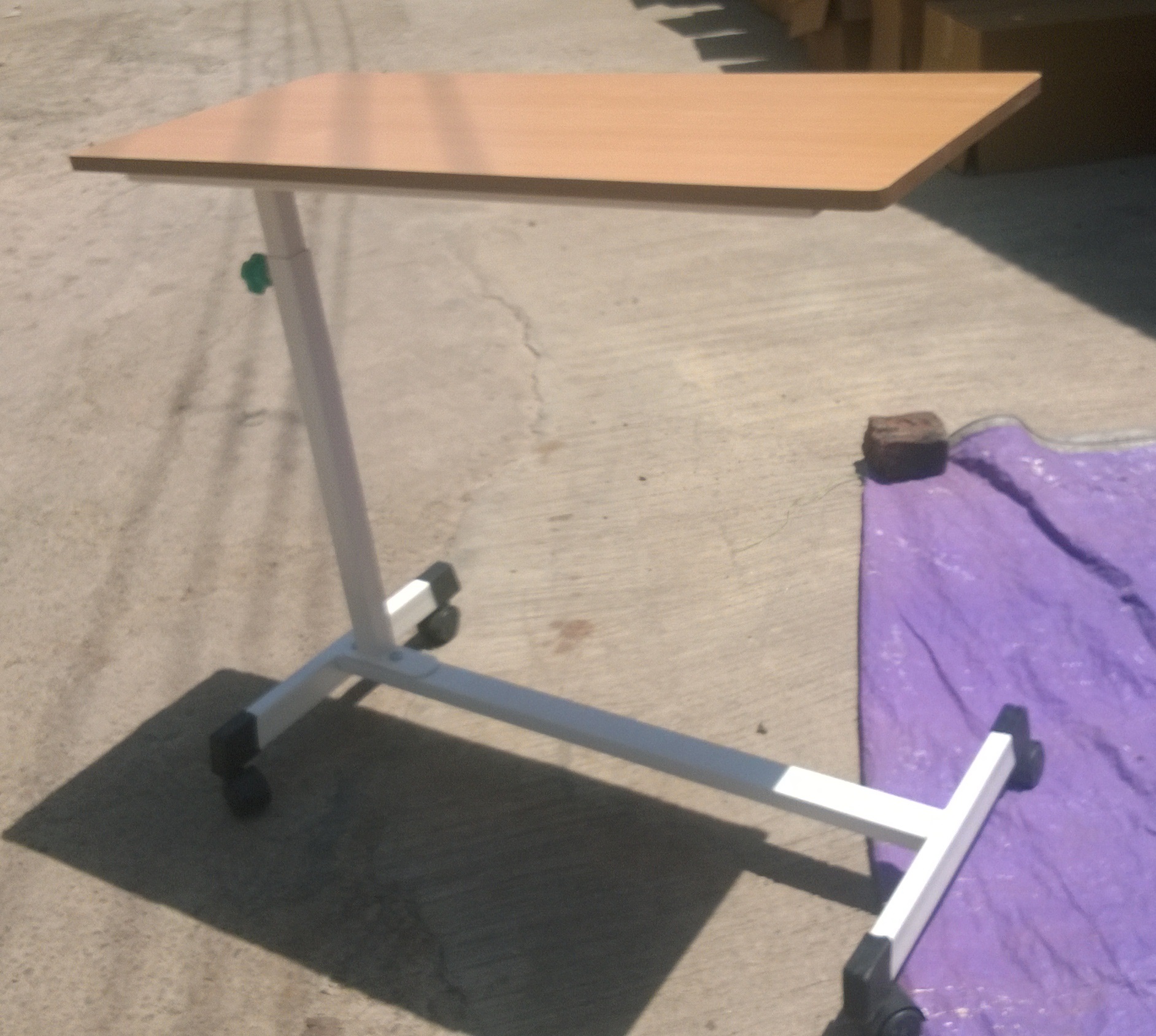Cardiac Table - Strong Mild Steel Frame, 750x350 Mm Laminated Wooden Board, Manually Adjustable Height 820/960 Mm | 5 Cm Swivel Castors, Epoxy Powder Coated Finish, Supplied In Knock Down Condition
