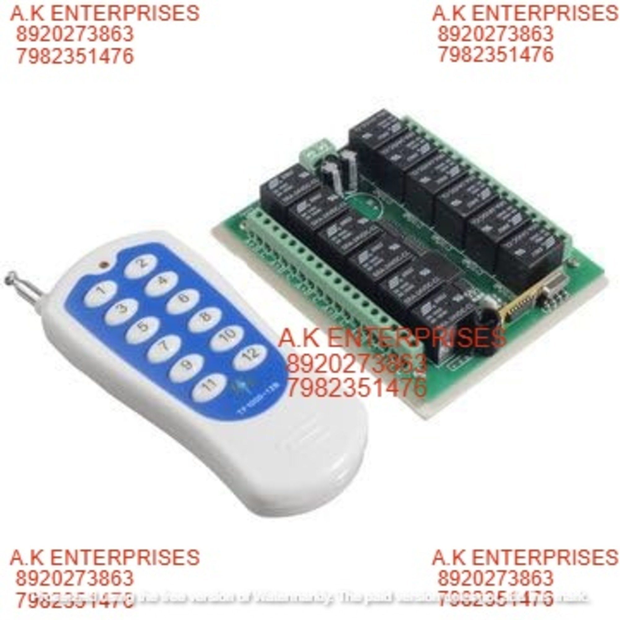 12 Channel RF Remote Controls Remote Transmitter and Receiver Switch Module Wireless self Learning 433mhz RF