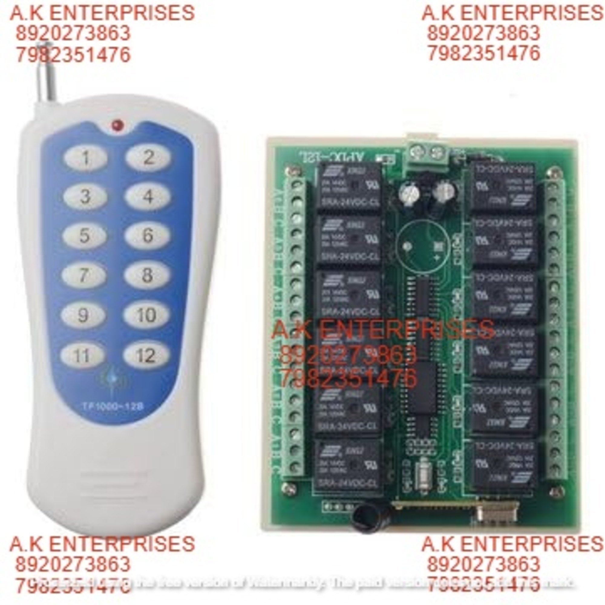 12 Channel RF Remote Controls Remote Transmitter and Receiver Switch Module Wireless self Learning 433mhz RF