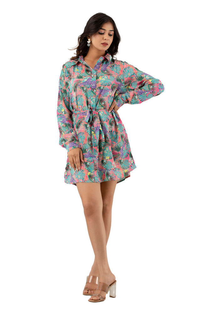 Floral printed mini beachwear dress