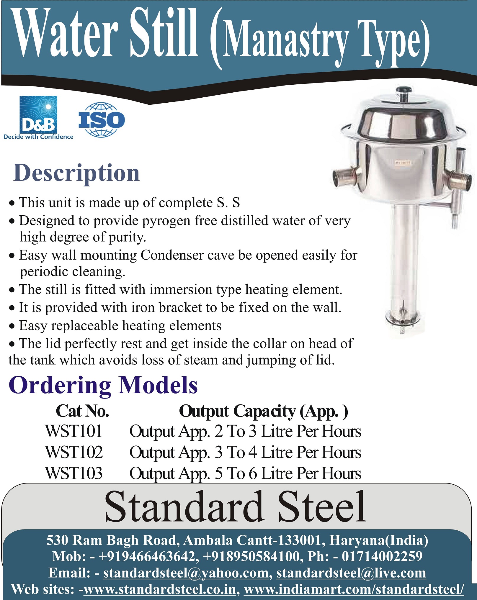 Laboratory Water Distillation Apparatus