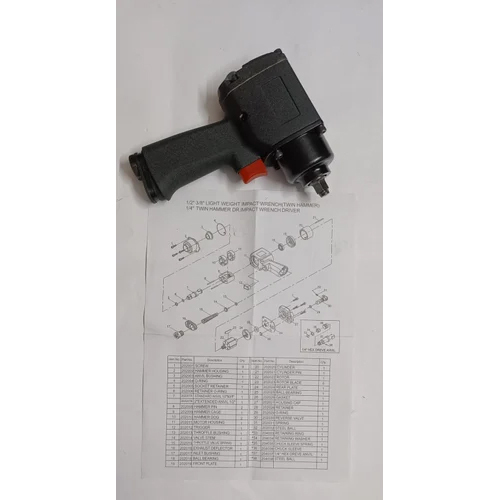 1 2 Pneumatic Impact Wrench - Color: Black