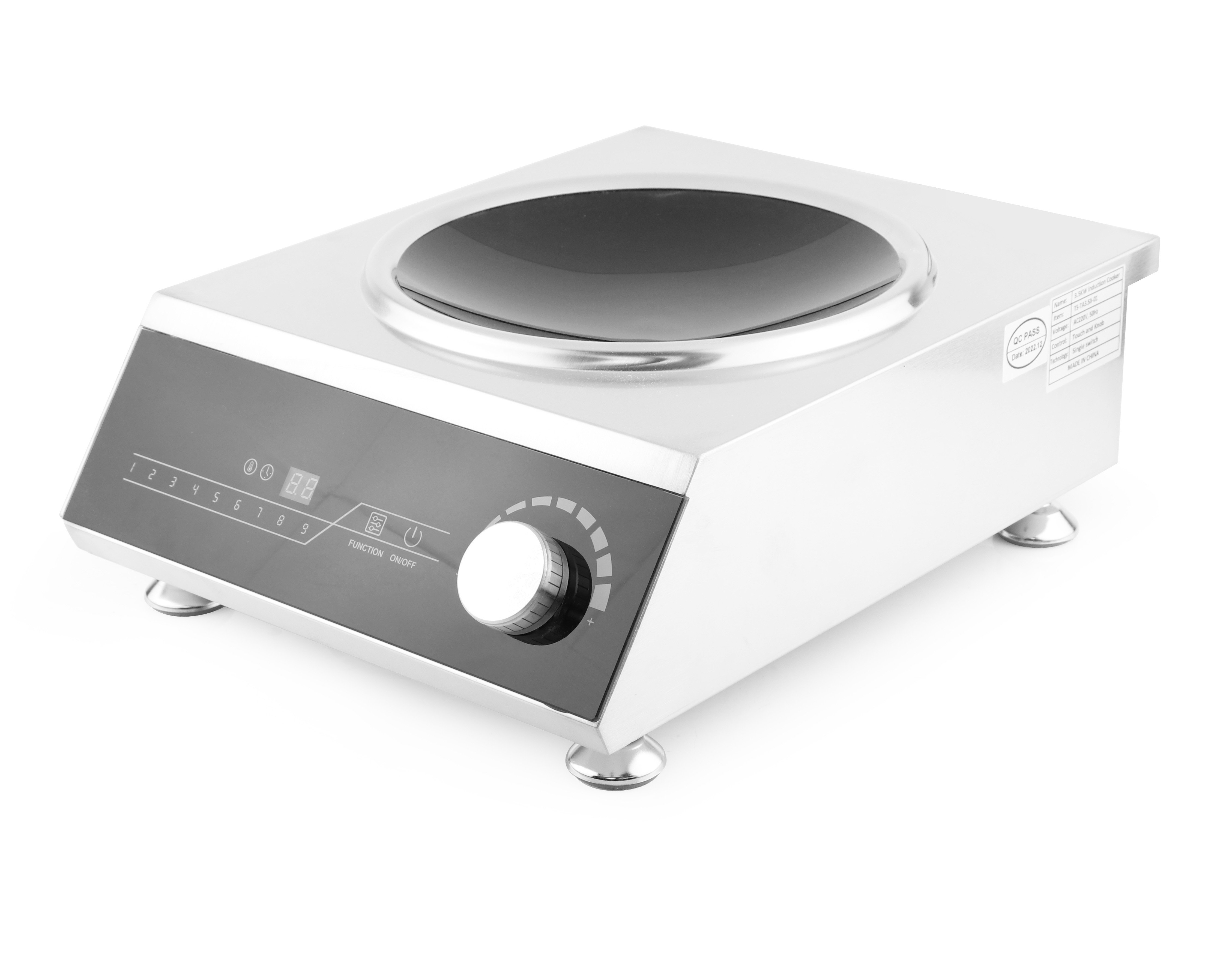 Commercial Induction Cooker Stainless Steel Wok Model 3.5 Kw 450*345 *147 Mm - Features: 3500w Enough Power