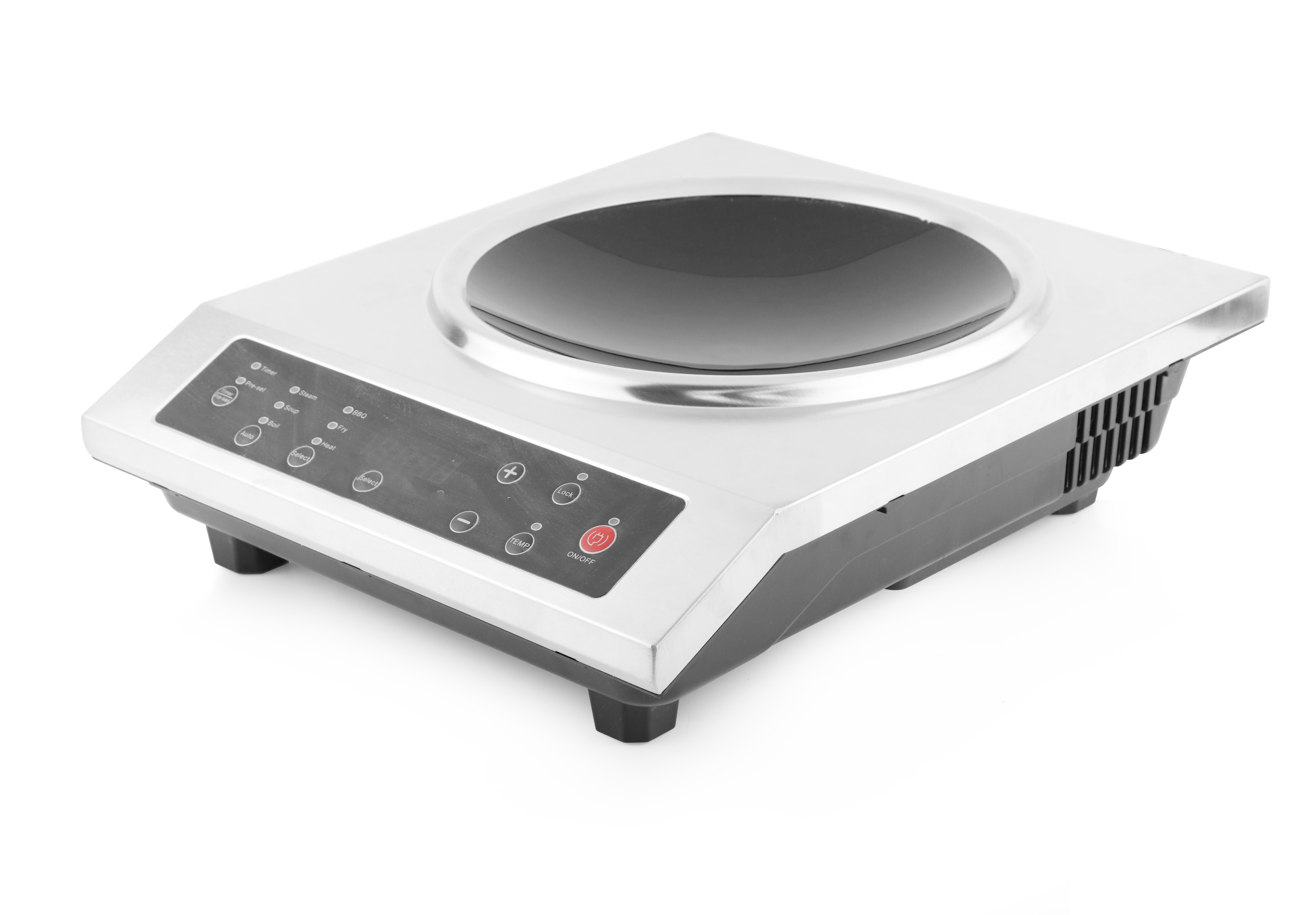Commercial Induction Stainless Steel wok 3.5 KW, 425*350*110 Bottom ABS Body