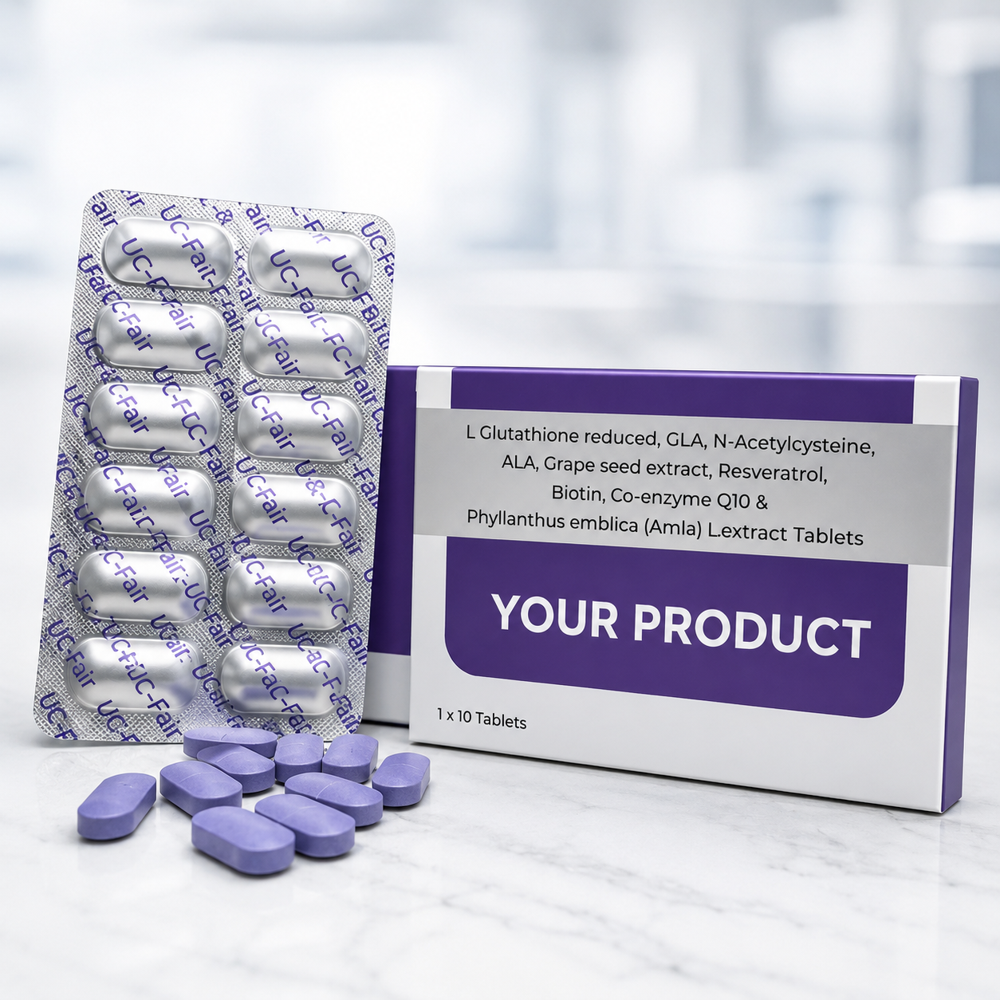 L-Glutathione, ,GLA,ALA ,GRAPE SEEED EXTRACT,RESVERATROL, BIOTIN ,CO-enzyme Q10 TABLET