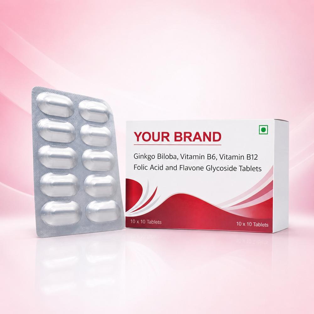 Ginkgo Biloba Extract With Vitamin B6, Vitamin B12, Folic Acid & Flavone Glycoside Tablets - Brand Name: Oem Private Label