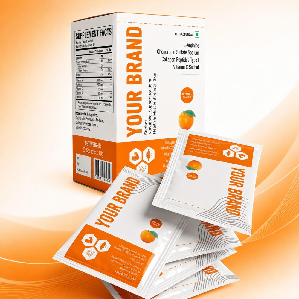 L-Arginine Chondroitin Sulfate Sodium Collagen Peptides I, Vitamin C Sachets - Brand Name: Oem Private Label`