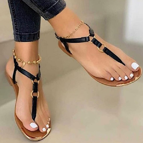 Thong Strap Sandals - Color: Brown