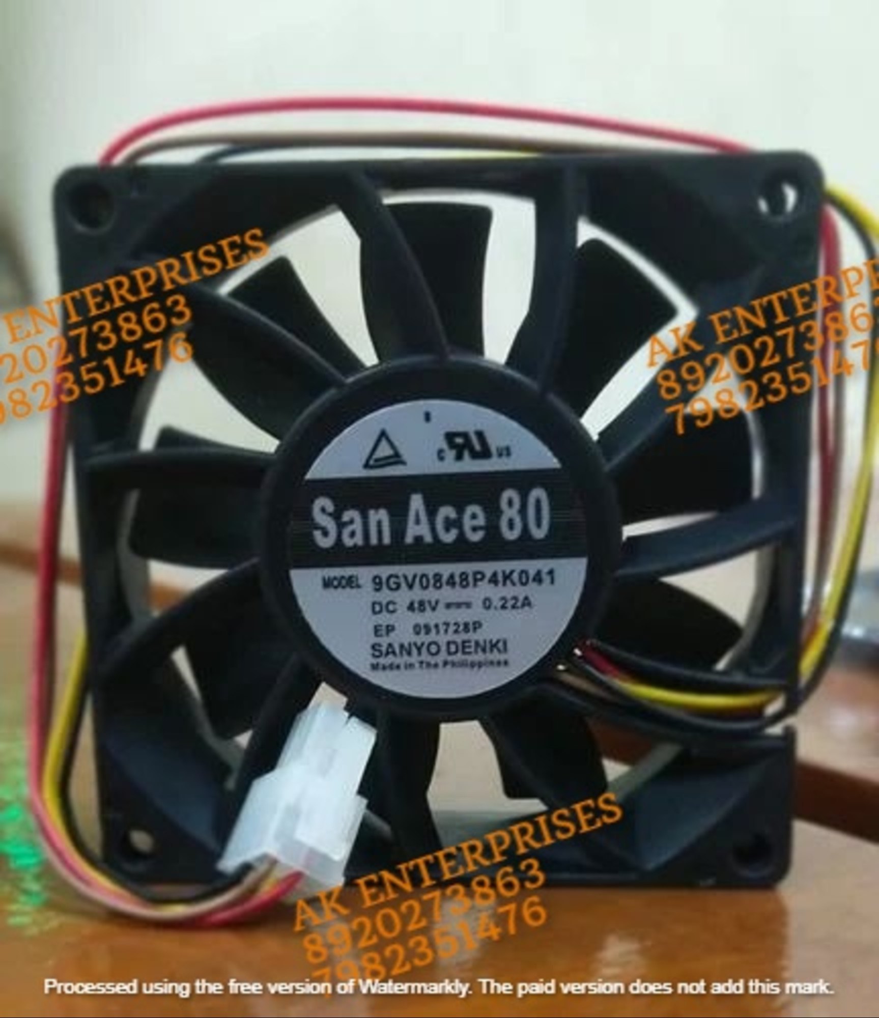 SANACE 9GV0848P4K041 Axial Fan 48V-0.22A DC Brushless Air Cooling Fan 4000 RPM 80 * 80 * 25mm 3Wire