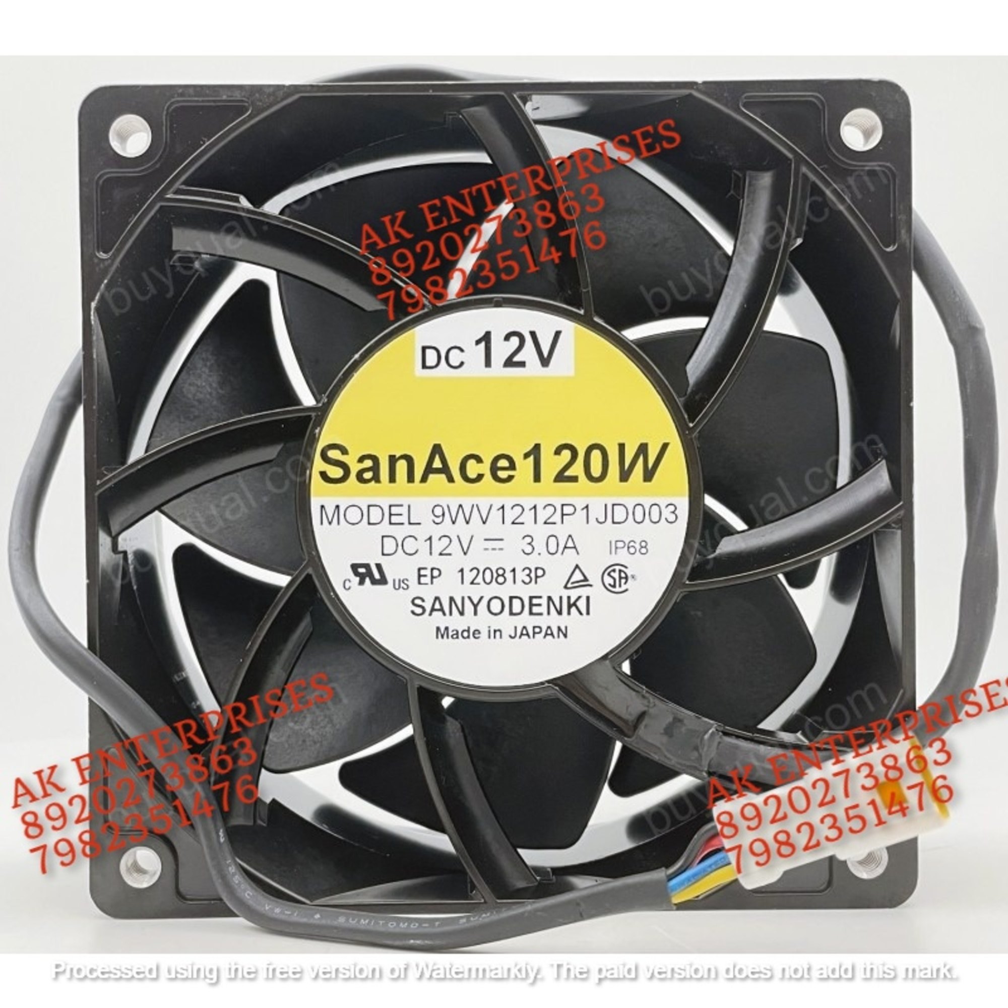 SanAce 9WV1212P1JD003 Axial Fan 12V-3.0A DC Brushless Air Cooling Fan 6400 RPM 120 * 120 * 38mm 4Wire