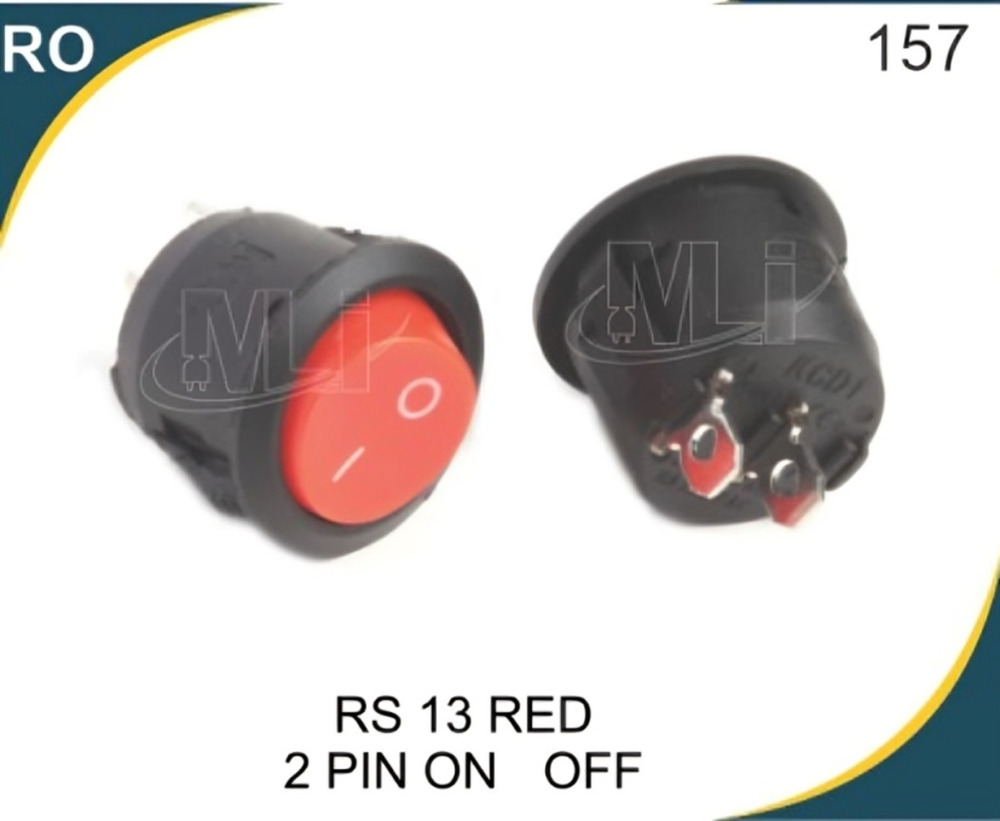 ROUND ROCKER SWITCH RED 2 PIN ON-OFF