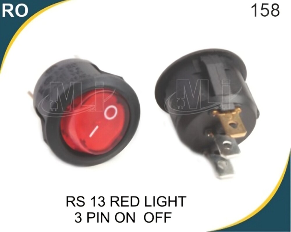 ROCKER SWITCH RED LIGHT 3 PIN ON-OFF