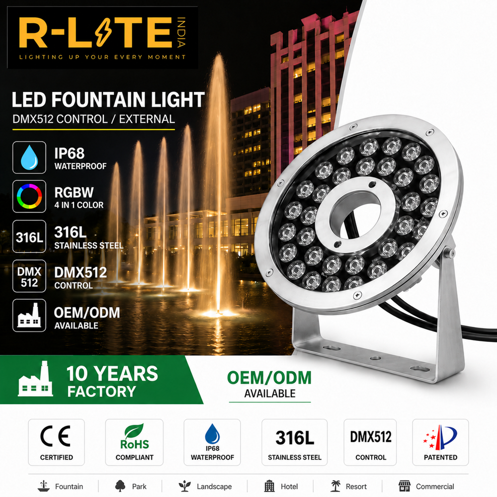 Led Fountain Lamp - Aluminium Construction, Different Sizes Available, Silver Round Design | Ideal For Fountains, Ponds, And Water Features