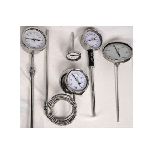 Analog Bimetallic Thermometer - Stainless Steel Design, 220 Volt Electronic | Industrial Application, Silver Color, Bimetal Theory