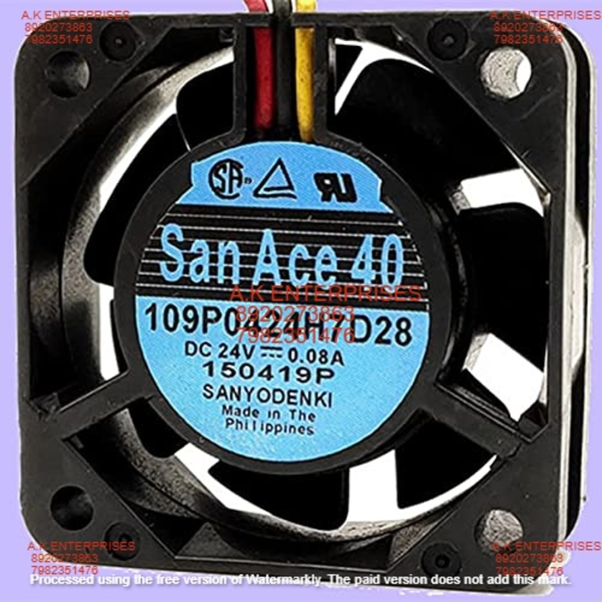 Sanace 109p0424h7d28 Inverter Fan - 24v Dc, 0.08a | Durable Plastic, 97mm Size, Black Color, 7700rpm Speed, 6.36cfm Airflow