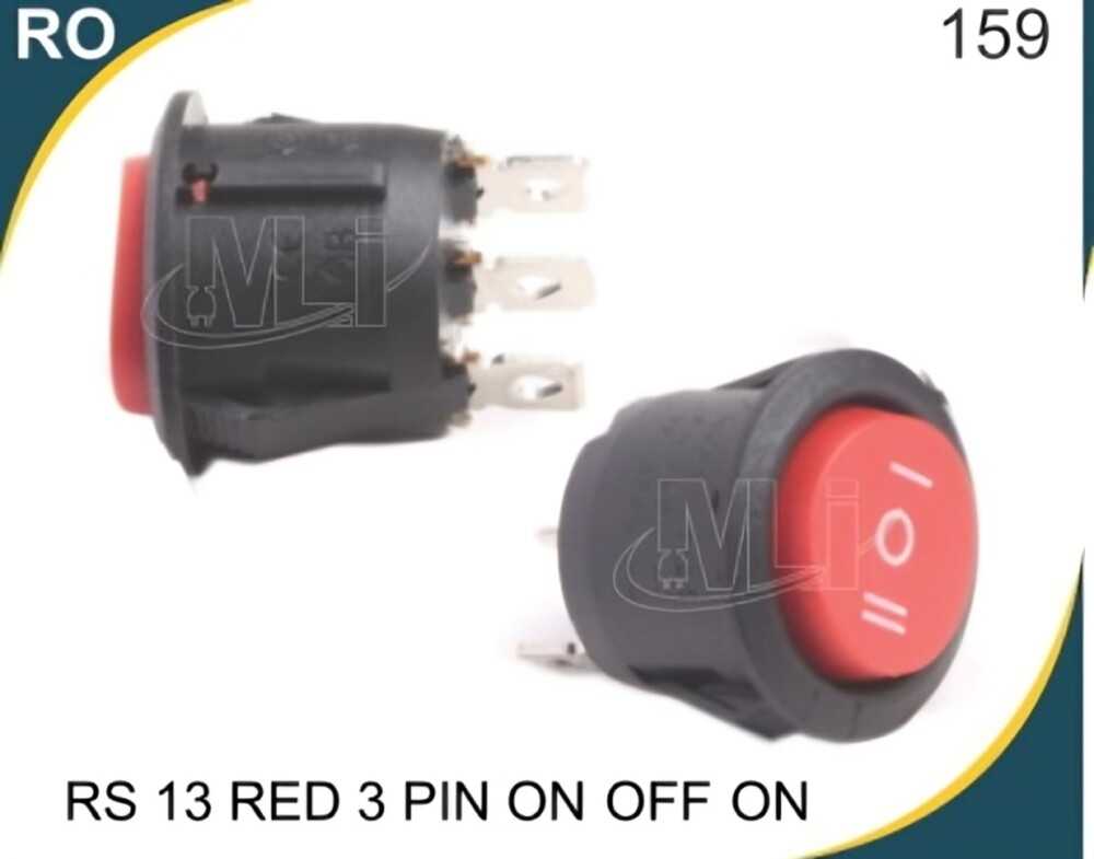 ROUND ROCKER SWITCH RED 3 PIN ON-OFF-ON