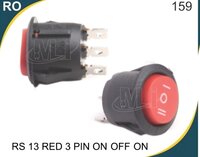 Round Rocker Switch Red 3 Pin On-off-on - Contact Resistance: 6amp 250v Volt Per Ampere (v/a)