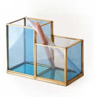Metal Glass And Brass Pen Box - Color: Multicolor