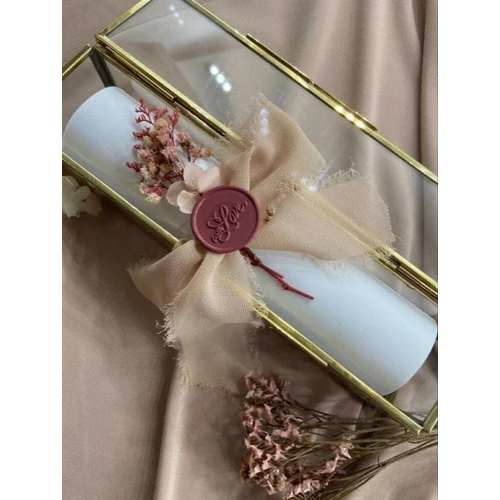 Metal Glass Gold Scroll Box - 9x2x2 Inches, Glossy Lamination Finish, Rectangular Shape with Elegant Intricate Scroll Design