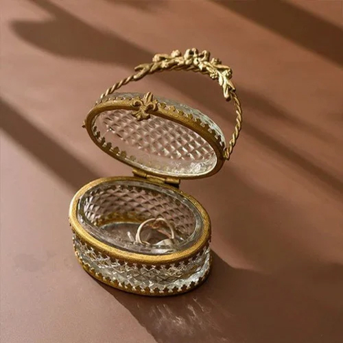 Metal Glass And Brass Casted Jewelry Box - Metal with Glossy Lamination Surface, Rectangular Design, Available in Multiple Sizes, Includes Warranty