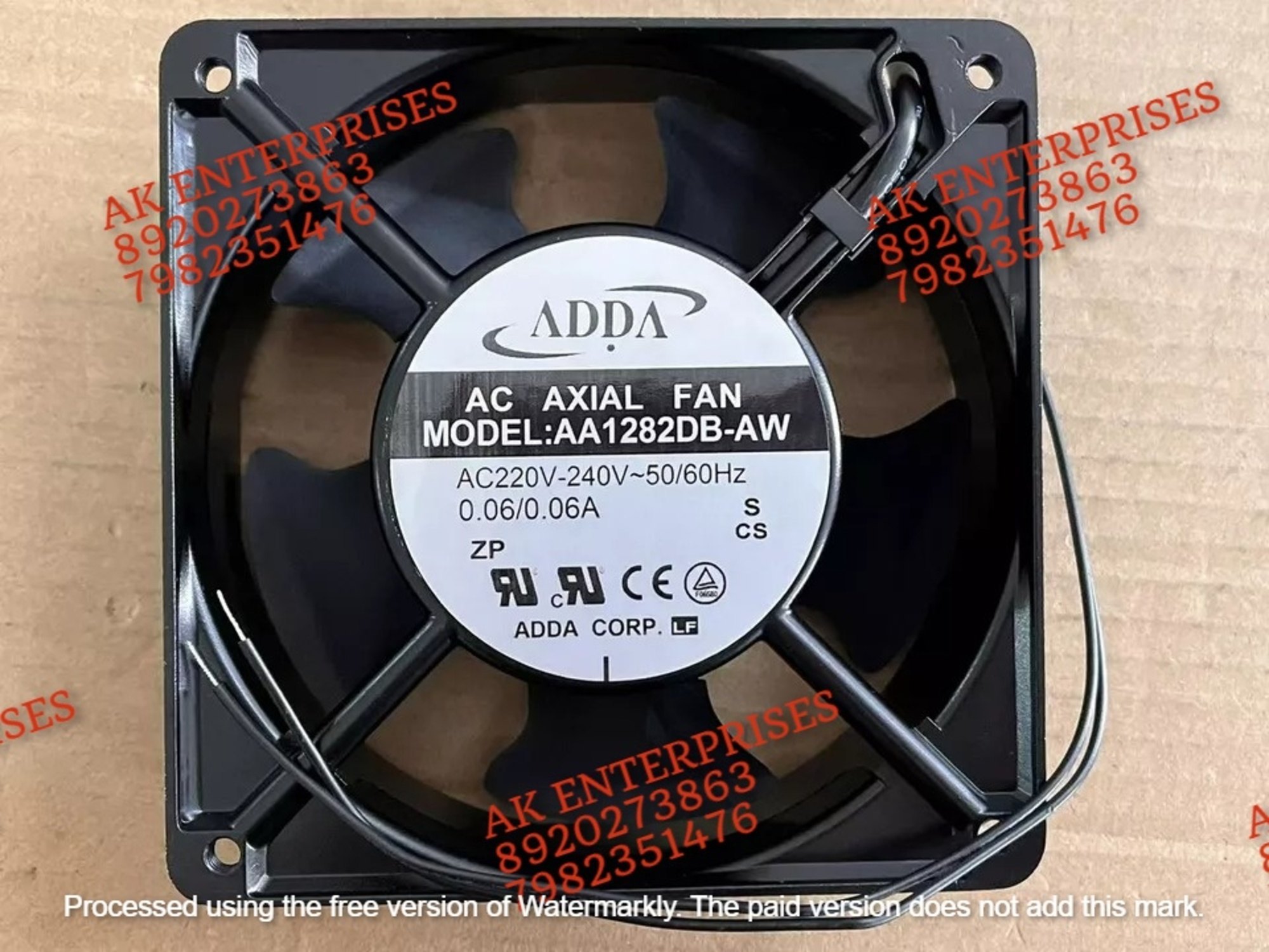 ADDA AA1282DB-AW Axial Fan 220-240VAC 50/60Hz 3.06W DC Brushless Air Cooling Fan 2300 RPM 120 * 120 * 38mm 2Wire