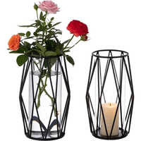Metal Iron Wire Candle Holder - Color: Black