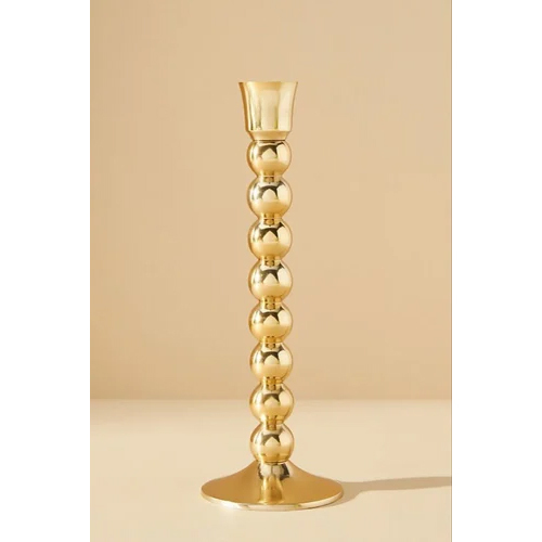 Brass Candle Holder - Polished Finish, Durable Metal Construction for Elegant Home Decoration