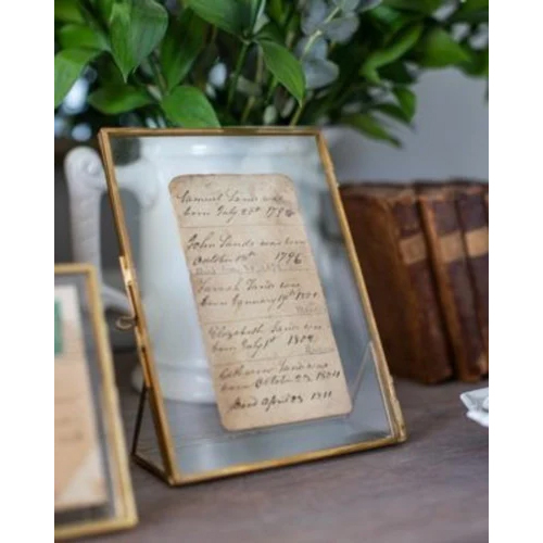 Metal Brass And Glass Table Top Photo Frame - Glass Material, 12x12 Inches, Transparent Color | Polished Surface Finish, Elegant Design