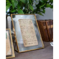 Metal Brass And Glass Table Top Photo Frame - Glass Material, 12x12 Inches, Transparent Color | Polished Surface Finish, Elegant Design