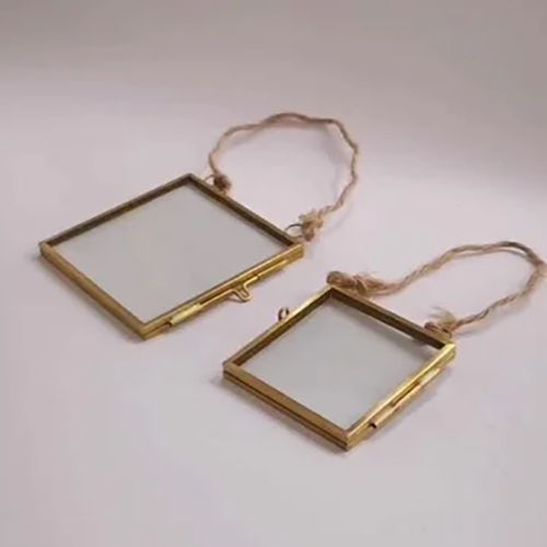 Brass And Glass Photo Frame - Color: Golden