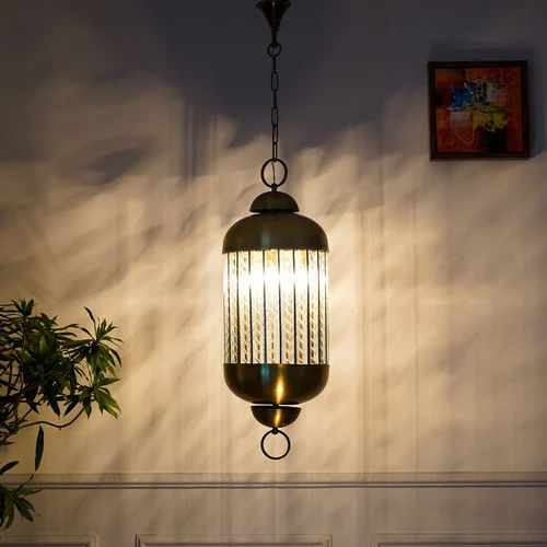 Metal Hanging Lantern - Color: Black