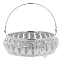 Metal Serving Food Basket - High-quality Iron, Round Shape, Silver Color | With Sturdy Handles, Ideal For Serving Indian Dishes, Elegant And Durable Design