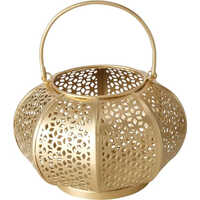 Metal Moroccan Tabletop Lantern - 7 Inch Round | Brown, Modern Style With Intricate Design For Elegant Indoor Decor