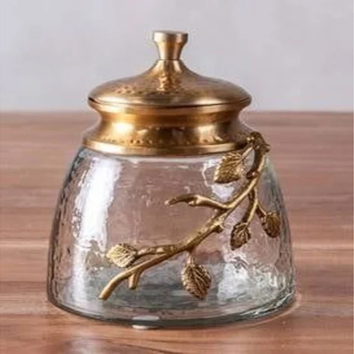 Metal Decorative Glass Jar - Color: Transparent