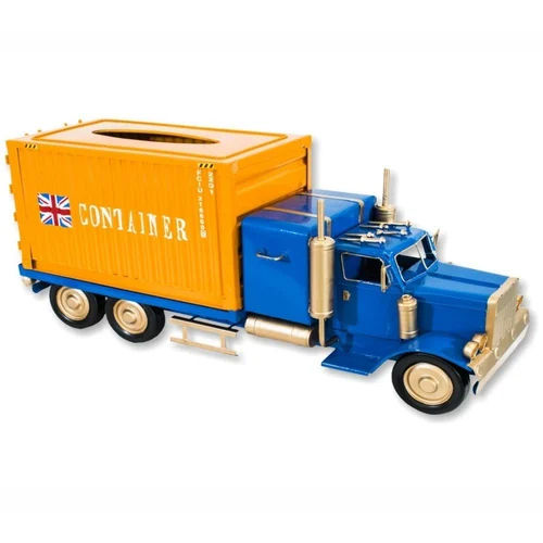 Container Shape Tissue Box With Trainer Carrier Truck Showpiece - Color: Multicolor