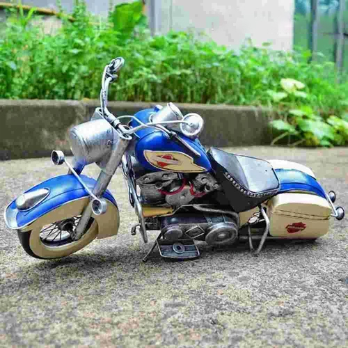 Metal Decorative Showpiece Handmade Vintage Motor Bike - Color: Multicolor