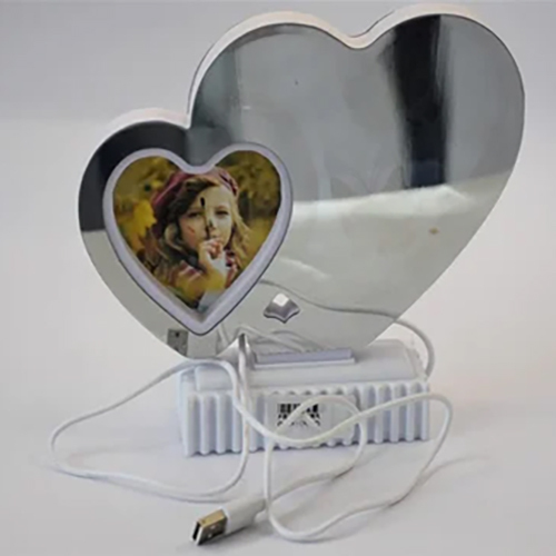 Gm Butterfly Heart Shaped Lighted Frame Magic Mirror - Material: Glass