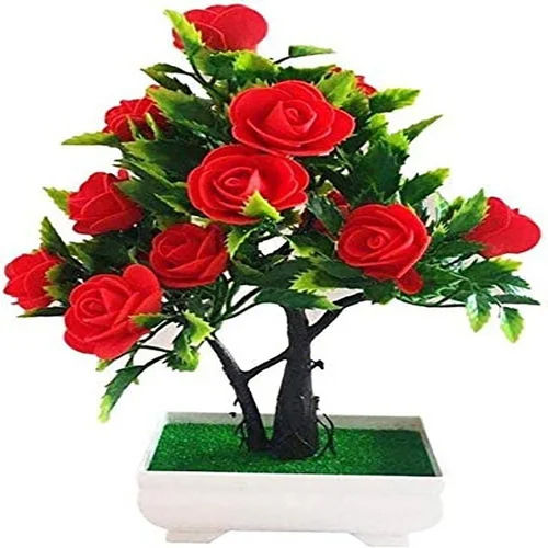 Gm Artificial Potted Plant Fake Rose Flower Bonsai - Feature: Durable