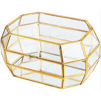 Metal Vintage Brass Glass Jewellery Box - Color: Golden